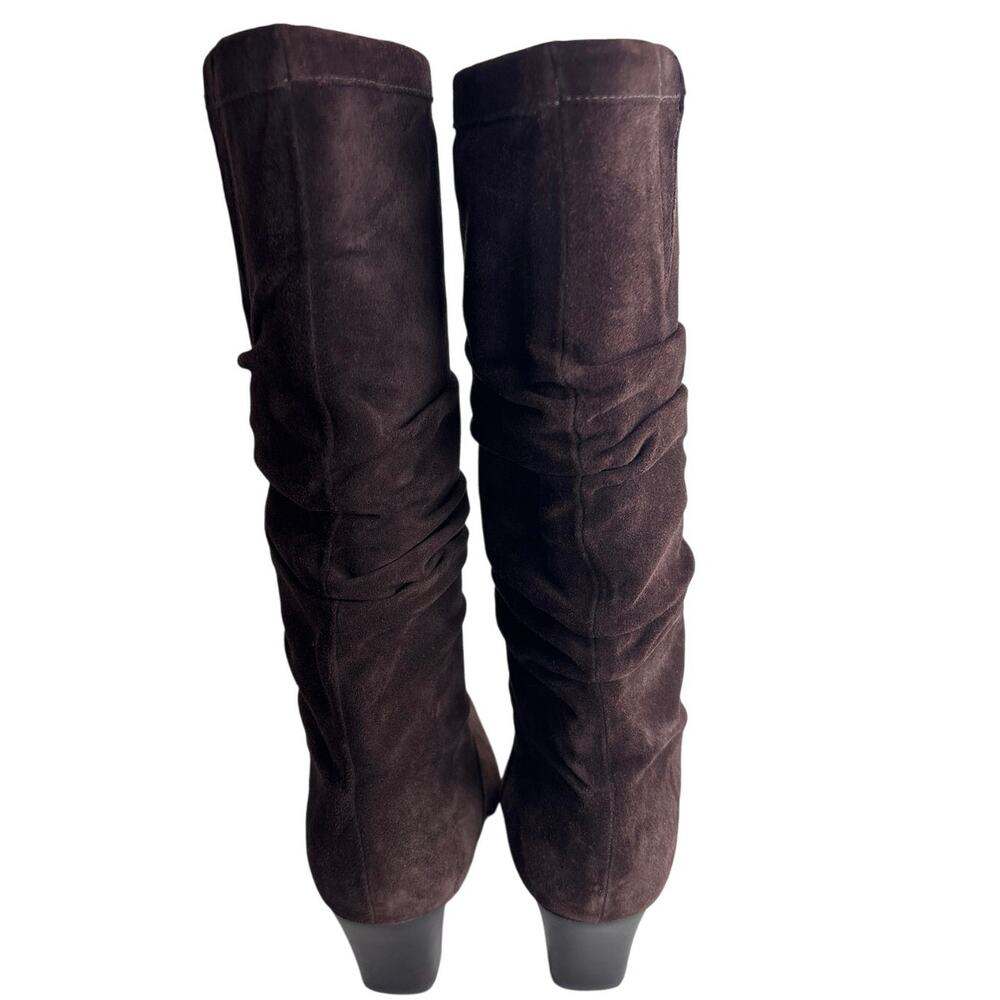 Talbots Chocolate Brown Ruched Suede Boots Size 6 - Picture 5 of 12